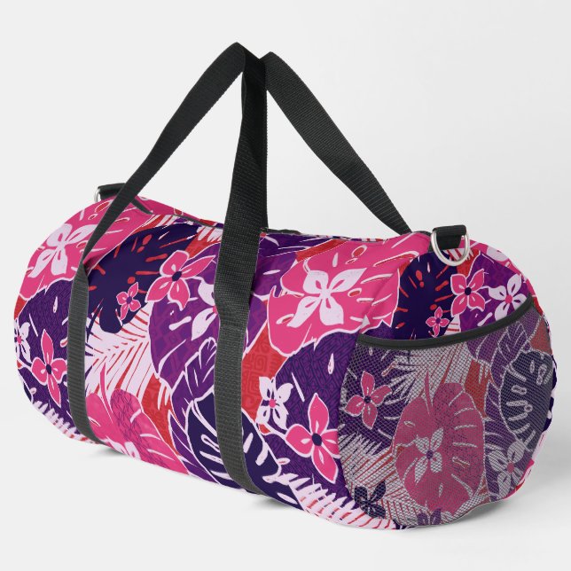 Hawaiianische tropische Blume-Aloha-Druck Duffle Bag (Rechte Ecke)