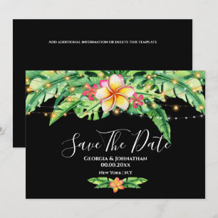 Hawaiianische tropische Insel Strandlichter Blumen Save The Date
