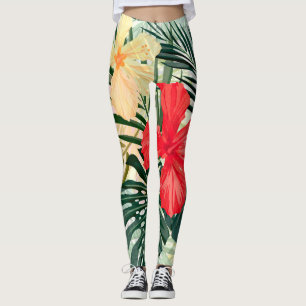 Hawaiianische tropische Pflanze, farbenfrohe Blume Leggings