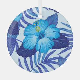 Hawaiianische tropische Pflanze, Hibiskus Muster. Ornament Aus Glas