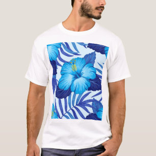 Hawaiianische tropische Pflanze, Hibiskus Muster. T-Shirt