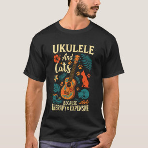 Hawaiianische Ukulele Uke Katze Ukulele und Katzen T-Shirt