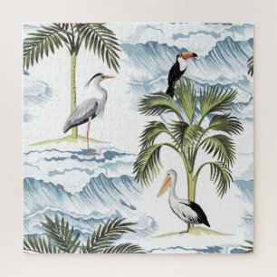 Hawaiianische Vintage, blumengeschmückte Sommerstr Puzzle