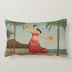 Hawaiianische Vintage-Hula-Mädchen-Distressed-Post Lendenkissen