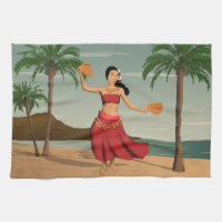 Hawaiianische Vintage-Hula-Mädchen-Postkarte