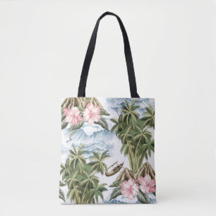 Hawaiianische Vintage Insel, Palme, Schiff, rosa