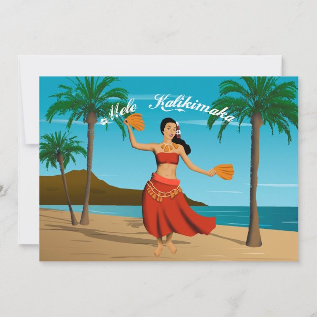 Hawaiianische Vintage Mele Kalikimaka Anpassbar Einladung (Vorderseite)