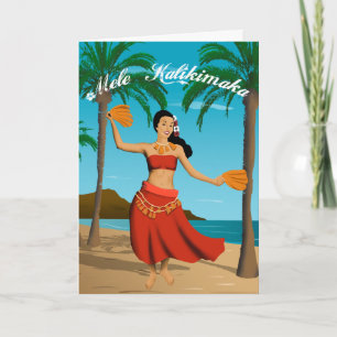 Hawaiianische Vintage Mele Kalikimaka individuell  Feiertagskarte