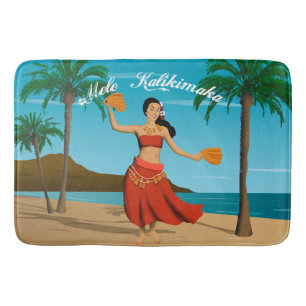 Hawaiianische Vintage-Mele-Kalikimaka-Postkarte Badematte