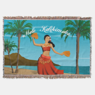 Hawaiianische Vintage-Mele-Kalikimaka-Postkarte Decke