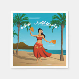 Hawaiianische Vintage-Mele-Kalikimaka-Postkarte Serviette