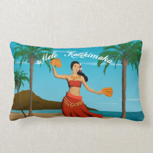 Hawaiianische Vintage-Weihnachtskarte Mele Kalikim Lendenkissen