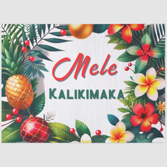 Hawaiianische Weihnachten - Tropischer Kranz Seidenpapier (Vorderseite)