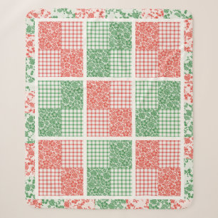 Hawaiianische Weihnachts-Patchworkdecke Rot Grün Sherpadecke