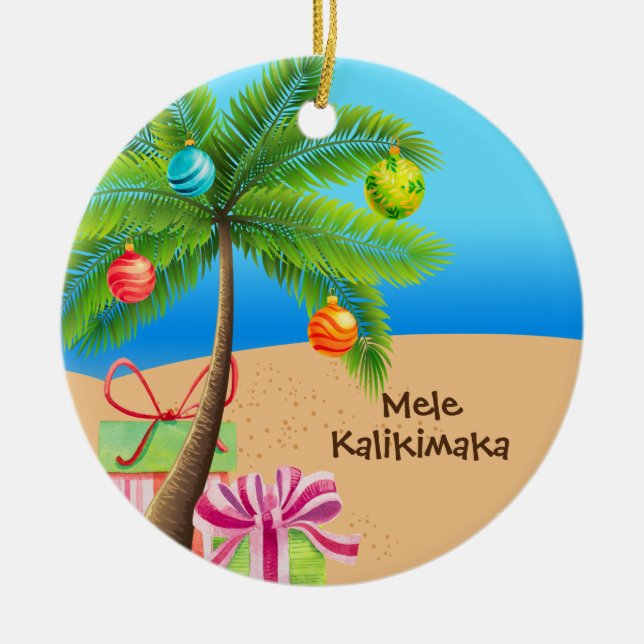 Hawaiianische Weihnachtsinsel Gruß Keramik Ornament (Vorne)