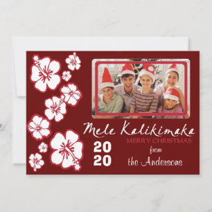 Hawaiianische Weihnachtskarten mit Foto-Rot-Hibisk Feiertagskarte
