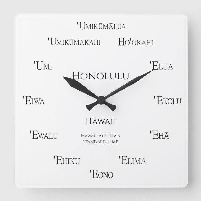 Hawaiianische Zahlen Benutzerdefinierte City Count Quadratische Wanduhr (Vorderseite)