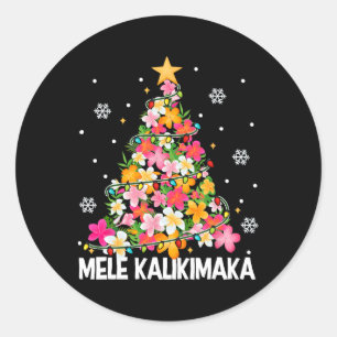 Hawaiianischer Blumen-Weihnachtsbaum Mele Kalikima Runder Aufkleber