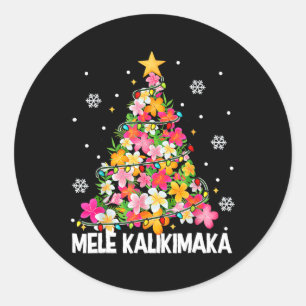 Hawaiianischer Blumen-Weihnachtsbaum Mele Kalikima Runder Aufkleber