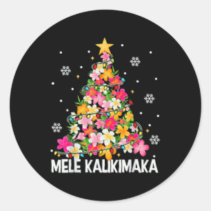 Hawaiianischer Blumen-Weihnachtsbaum Mele Kalikima Runder Aufkleber