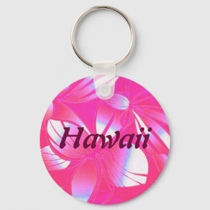 Hawaiianischer Blumendruck Rosa Schlüsselanhänger