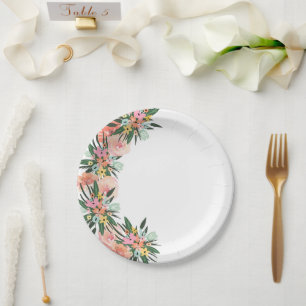 Hawaiianischer Blumenpfirsich Rosenrosen Jeden Anl Pappteller
