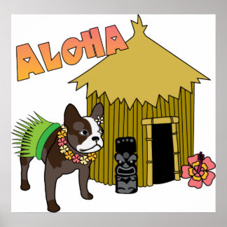 Hawaiianischer Bulldog Hula Tiki Posters Poster