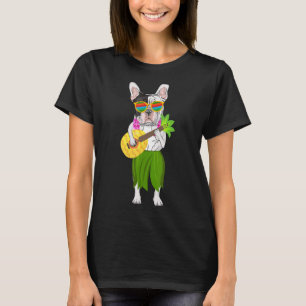 Hawaiianischer Bulldog und Ananas Ukulele Summer T-Shirt