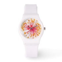 Hawaiianischer Hibisken Sporty White Silicon Watch