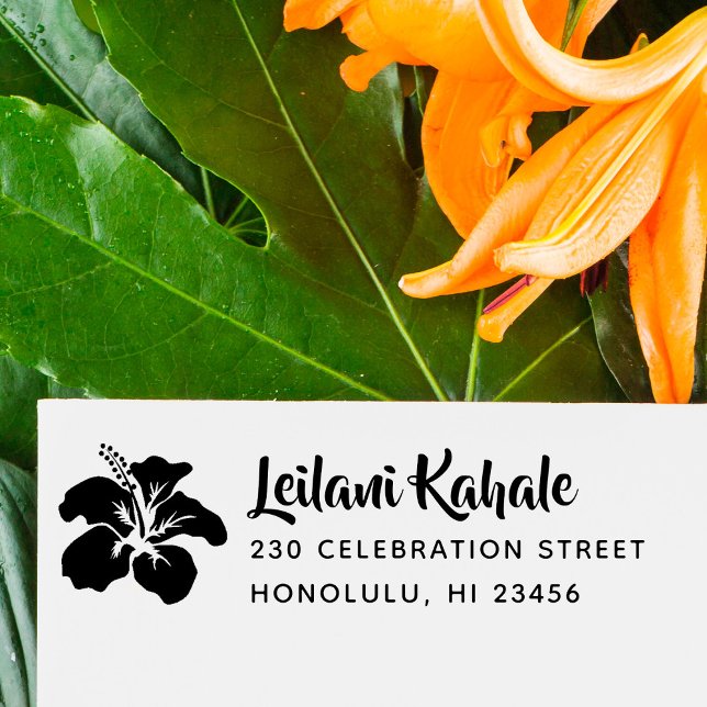 Hawaiianischer Hibiskus Individuelle Name & Rückse Gummistempel (Von Creator hochgeladen)