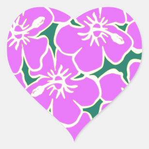 Hawaiianischer Hibiskus Luau Tropische Blume Herz-Aufkleber