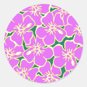 Hawaiianischer Hibiskus Luau Tropische Blume Runder Aufkleber