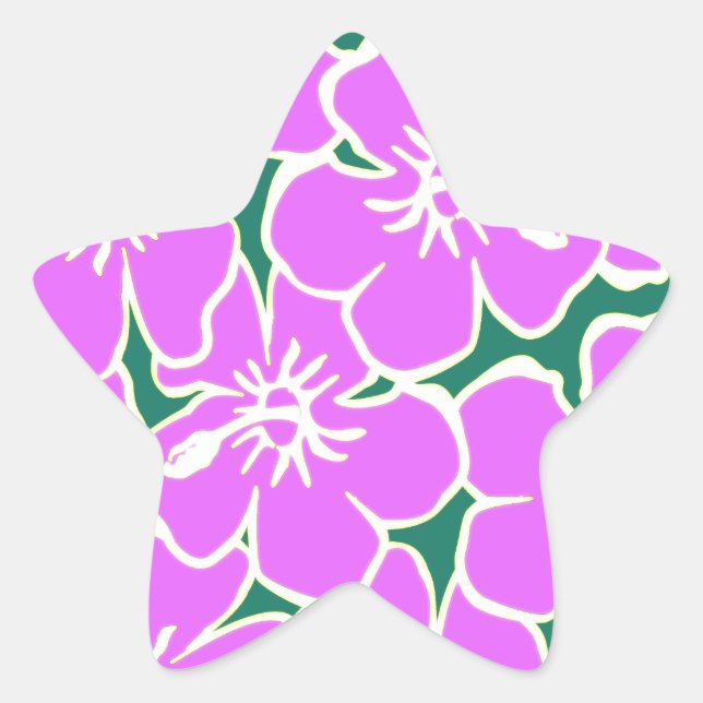 Hawaiianischer Hibiskus Luau Tropische Blume Stern-Aufkleber (Vorderseite)