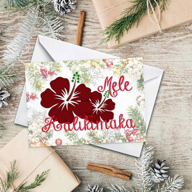 Hawaiianischer Hibiskus Mele Kalikimaka Card Karte (Von Creator hochgeladen)