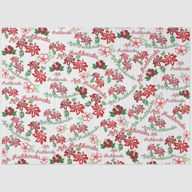 Hawaiianischer Hibiskus Mele Kalikimaka Tissue Pap Seidenpapier (Vorderseite)