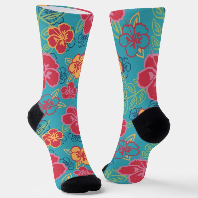 Hawaiianischer Hibiskus Socken (Gewinkelt)