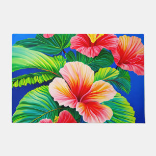 Hawaiianischer Hibiskus tropische rote Blume und g Fußmatte