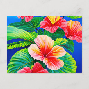 Hawaiianischer Hibiskus tropische rote Blume und g Postkarte