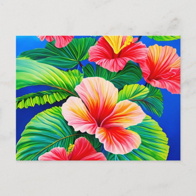 Hawaiianischer Hibiskus tropische rote Blume und g Postkarte (Vorderseite)