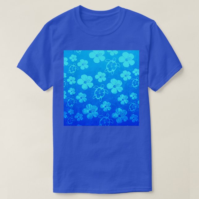 Hawaiianischer Honu und Hibiskus Trimix T-Shirt (Design vorne)