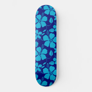 HAWAIIANISCHER HULA (HIBISKUS) DUNKEL/HELLBLAU SKATEBOARD