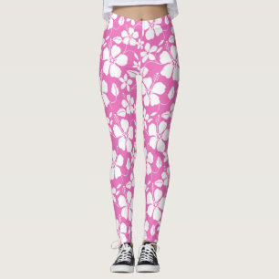 HAWAIIANISCHER HULA (HIBISKUS) ROSA LEGGINGS