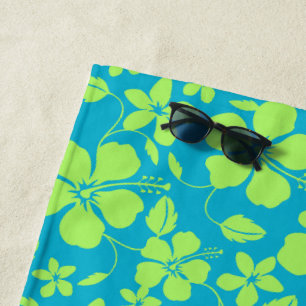 HAWAIIANISCHER HULA (HIBISKUS) TEAL LIME STRANDTUCH