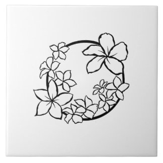 Hawaiianischer Kreis Plumerias dekorative Tile Fliese