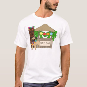 Hawaiianischer Mops bei Tiki Bar Anpassbare T-Shir T-Shirt