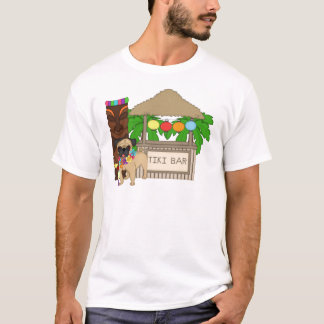 Hawaiianischer Mops bei Tiki Bar Anpassbare T-Shir T-Shirt