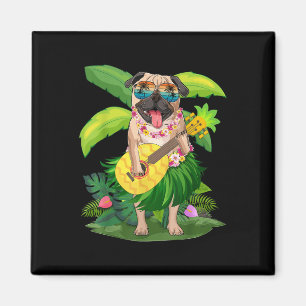 Hawaiianischer Mops Hund & Amp; Ananas Ukulele Sum Magnet