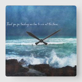 Hawaiianischer Ozean Quote Waves Aqua Aquamarin Bl Quadratische Wanduhr