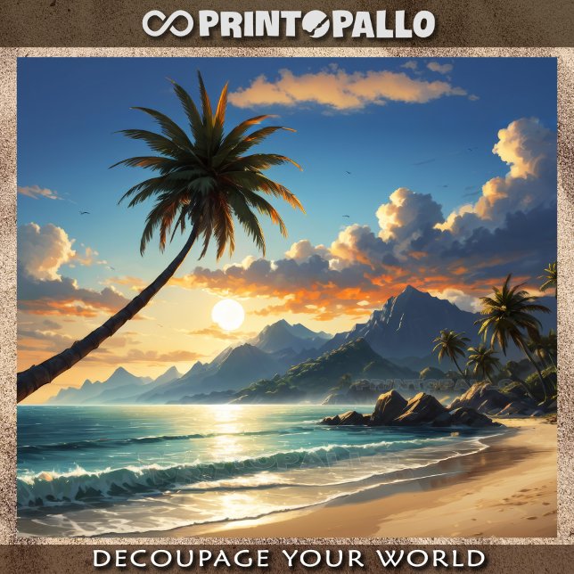 Hawaiianischer Palmenstrand bei Sonnenuntergang Seidenpapier (Von Creator hochgeladen)