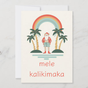 Hawaiianischer/Regenbogen-/Palmen-Weihnachtsmann Feiertagskarte